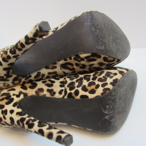 Kelsi Dagger Calf Hair Leopard Print Platform Stiletto Heels - Picture 6 of 10